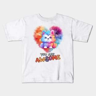 Fluffy: "You are awsome" collorful, cute, furry animals Kids T-Shirt